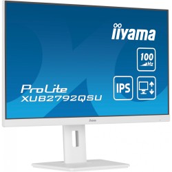 iiyama ProLite XUB2792QSU-W6 - 27" WQHD (2560x1440) IPS 100Hz Monitor, 0.4ms, HDMI/DP, USB 3.2 Hub, Height/Pivot, White