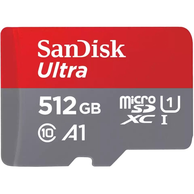 SanDisk Ultra microSDXC 512GB - 150MB/s, UHS-I A1, Class 10 (U1), SD Adapter, Grey/Red — Buy in Cyprus with Fast Delivery