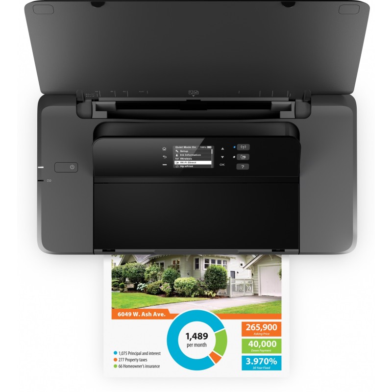 HP Officejet 200 Mobile - Color Thermal Inkjet Printer - Black, 128MB, 525MHz, A4, USB & Wi-Fi