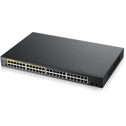 Zyxel GS1900-48HPv2 - 48-Port Gigabit L2 Managed PoE Switch, 24 PoE Ports (170W), 2 SFP, Rackmount, Black