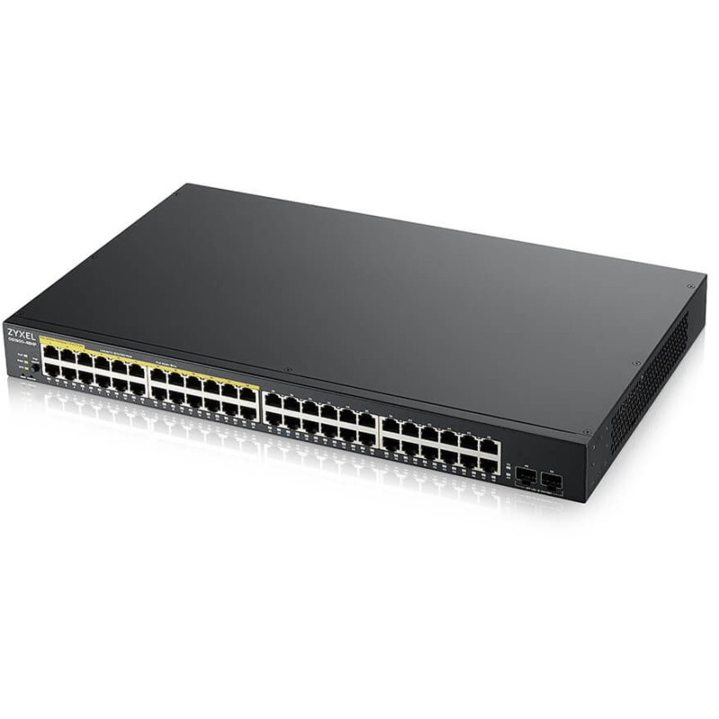 Zyxel GS1900-48HPv2 - 48-Port Gigabit L2 Managed PoE Switch, 24 PoE Ports (170W), 2 SFP, Rackmount, Black