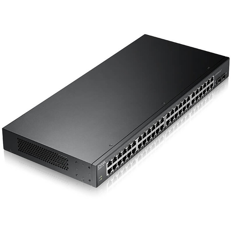 Zyxel GS1900-48HPv2 - 48-Port Gigabit L2 Managed PoE Switch, 24 PoE Ports (170W), 2 SFP, Rackmount, Black