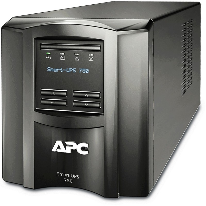 APC Smart-UPS SMT750iC - 750VA/500W Line-Interactive UPS, SmartConnect & SmartSlot, 6x IEC C13, Black, LCD
