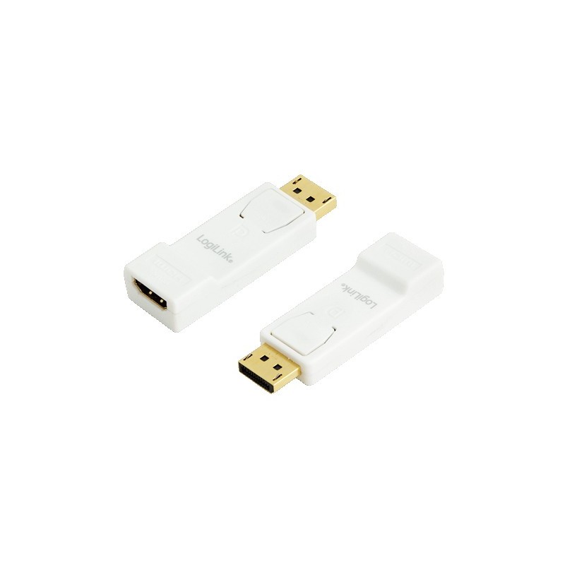LogiLink DisplayPort to HDMI Adapter - CV0057 - White/Yellow, Locking DP Male to HDMI Female