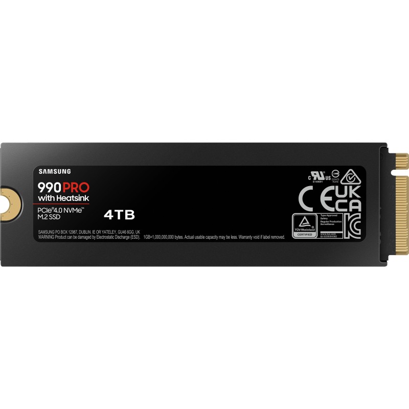 Samsung 990 PRO - 4TB M.2 2280 NVMe PCIe 4.0 x4 SSD with Heatsink - V-NAND TLC, 7450/6900 MB/s