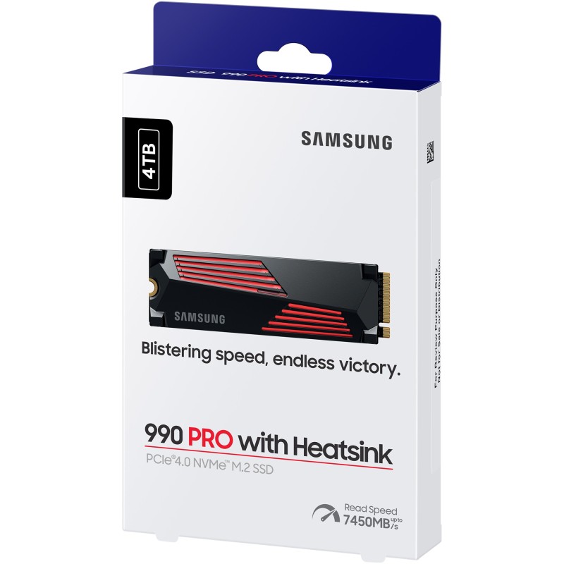 Samsung 990 PRO - 4TB M.2 2280 NVMe PCIe 4.0 x4 SSD with Heatsink - V-NAND TLC, 7450/6900 MB/s