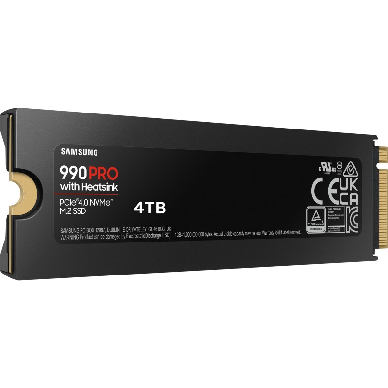 Samsung 990 PRO - 4TB M.2 2280 NVMe PCIe 4.0 x4 SSD with Heatsink - V-NAND TLC, 7450/6900 MB/s