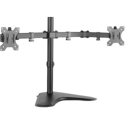 LogiLink Monitor Stand - BP0045 - Dual Grommet Desk Mount for 13–32 inch, Up to 8kg/arm, Black/Stainless Steel