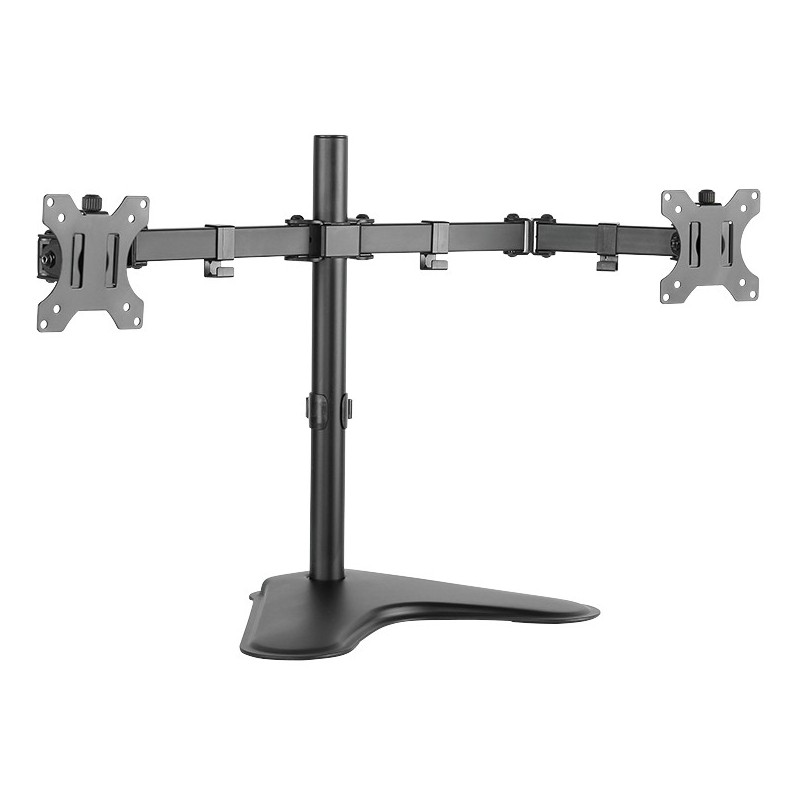 LogiLink Monitor Stand - BP0045 - Dual Grommet Desk Mount for 13–32 inch, Up to 8kg/arm, Black/Stainless Steel