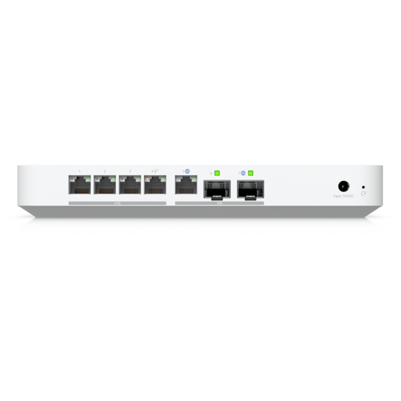 Unifi Cloud Gateway Fiber - UCG-Fiber - White, 3000 MB RAM, 2200 MHz CPU, 4x2.5G LAN, 1x10G SFP+, PoE+ 30W