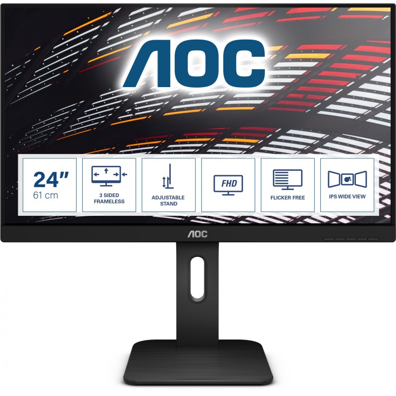 AOC Pro-line X24P1 - 24" (61 cm) WUXGA 1920x1200 IPS, 4 ms, 60Hz, HDMI/DP/VGA, 2x2W Speakers, VESA Pivot - Black