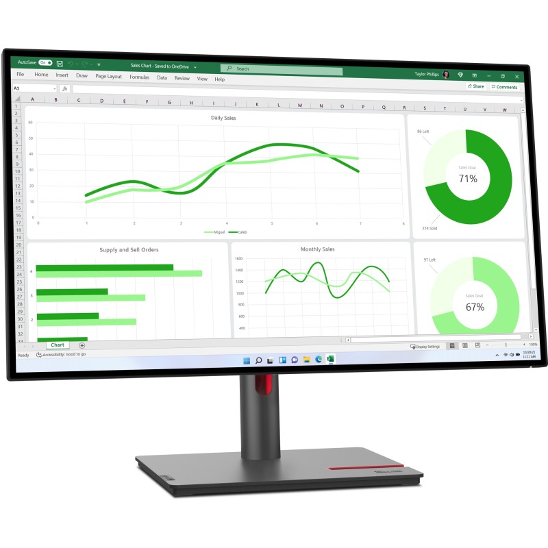 Lenovo ThinkVision P27q-30 - 27in QHD IPS Monitor, 2560x1440, HDR10, 350 cd/m², USB 3.2 Hub, DP1.4/HDMI2.0, Raven Black