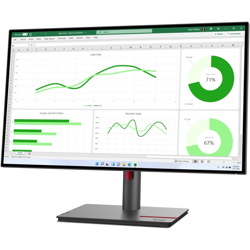 Lenovo ThinkVision P27q-30 - 27in QHD IPS Monitor, 2560x1440, HDR10, 350 cd/m², USB 3.2 Hub, DP1.4/HDMI2.0, Raven Black