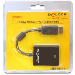 DeLock DisplayPort 1.2 to VGA Adapter - 61848 - Black — Buy in Cyprus with Fast Delivery