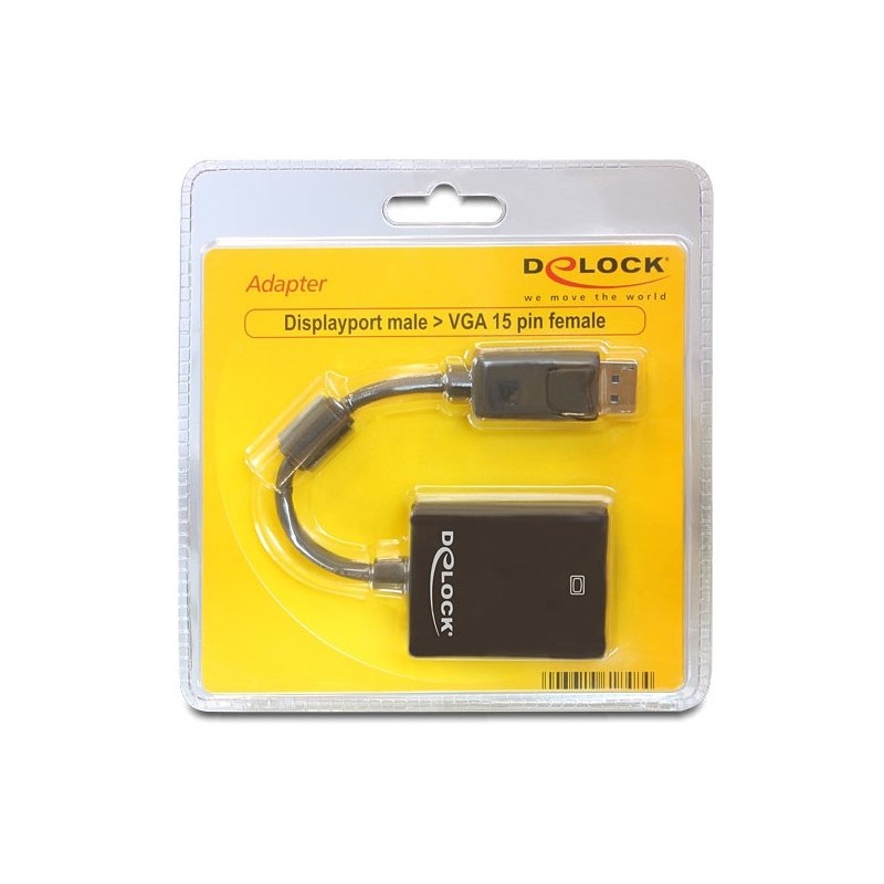 DeLock DisplayPort 1.2 to VGA Adapter - 61848 - Black — Buy in Cyprus with Fast Delivery