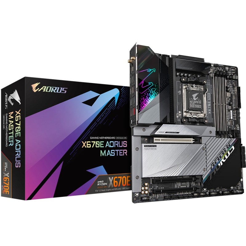 Gigabyte AORUS Master GA-X670E - AM5 ATX Motherboard, DDR5, 192GB Max, 4x M.2, Wi-Fi 6E, 2.5GbE (Black)