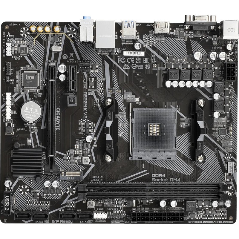 Gigabyte GA-A520M K V2 - AM4 Micro-ATX Motherboard | AMD A520, DDR4 up to 64GB, 1x M.2, HDMI 2.1