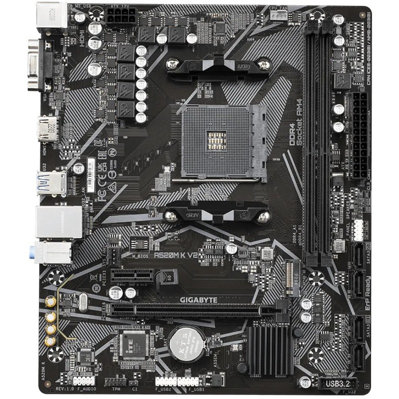 Gigabyte GA-A520M K V2 - AM4 Micro-ATX Motherboard | AMD A520, DDR4 up to 64GB, 1x M.2, HDMI 2.1