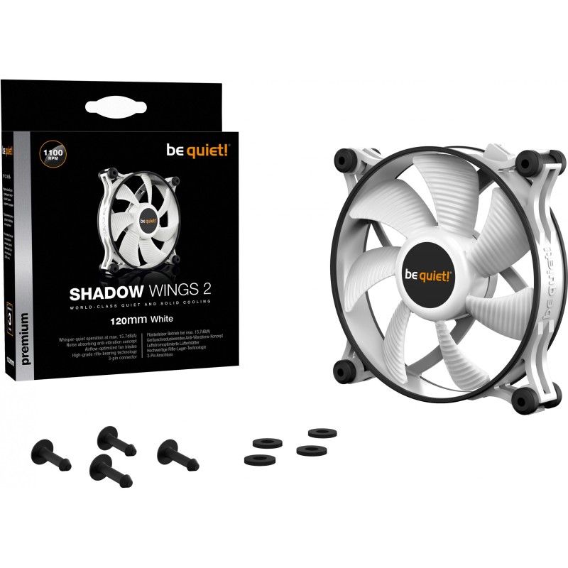 be quiet! Shadow Wings 2 - 120mm White Case Fan, 1100 RPM, 15.7 dB, 3-pin — Buy in Cyprus with Fast Delivery