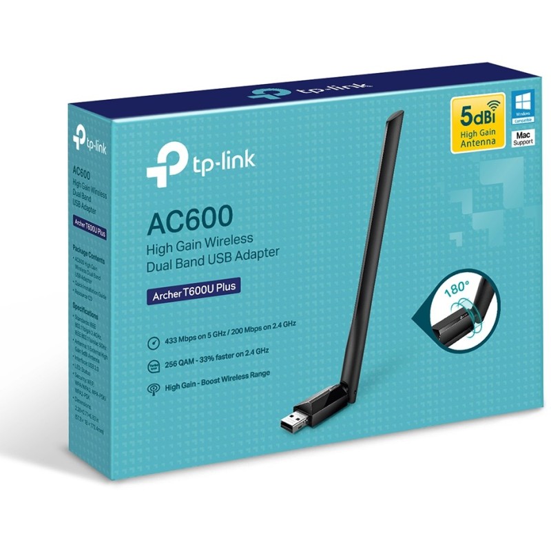 TP-Link Archer T600U Plus - Archer T600U Plus - Black USB 2.0 AC600 Dual-Band WLAN Adapter — Buy in Cyprus with Fast Delivery