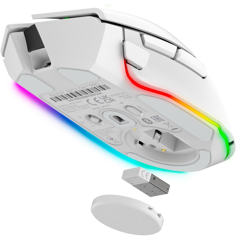 Razer Basilisk V3 Pro - Right-Handed Gaming Mouse - White, 30000 DPI, Tri-Mode Wireless/Bluetooth/USB-C