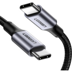 UGREEN USB-C to USB-C Alu Case with Braid 1m - Black/Silver, USB 2.0, PD 100W — Buy in Cyprus with Fast Delivery