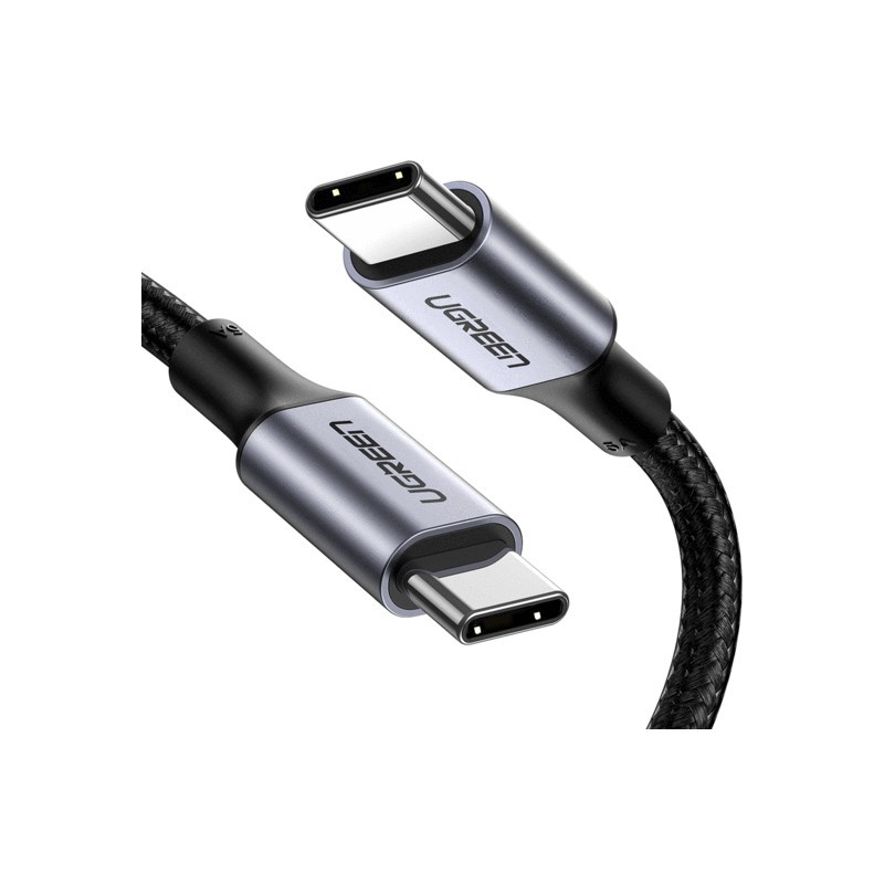 UGREEN USB-C to USB-C Alu Case with Braid 1m - Black/Silver, USB 2.0, PD 100W — Buy in Cyprus with Fast Delivery