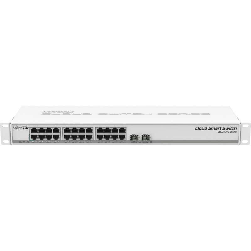 MikroTik CSS326-24G-2S+RM - CSS326-24G-2S+RM - White, 24x GbE, 2x SFP+, Passive PoE, 1U Rackmount