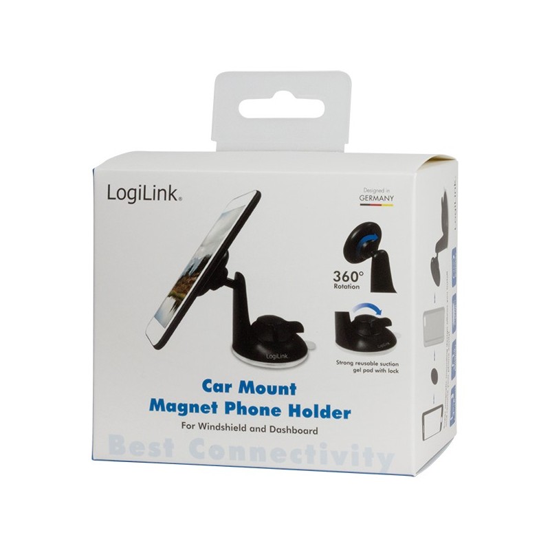 Logilink Magnetic Smartphone Holder - Compact Magnetic Car Mount (Black) — Buy in Cyprus with Fast Delivery