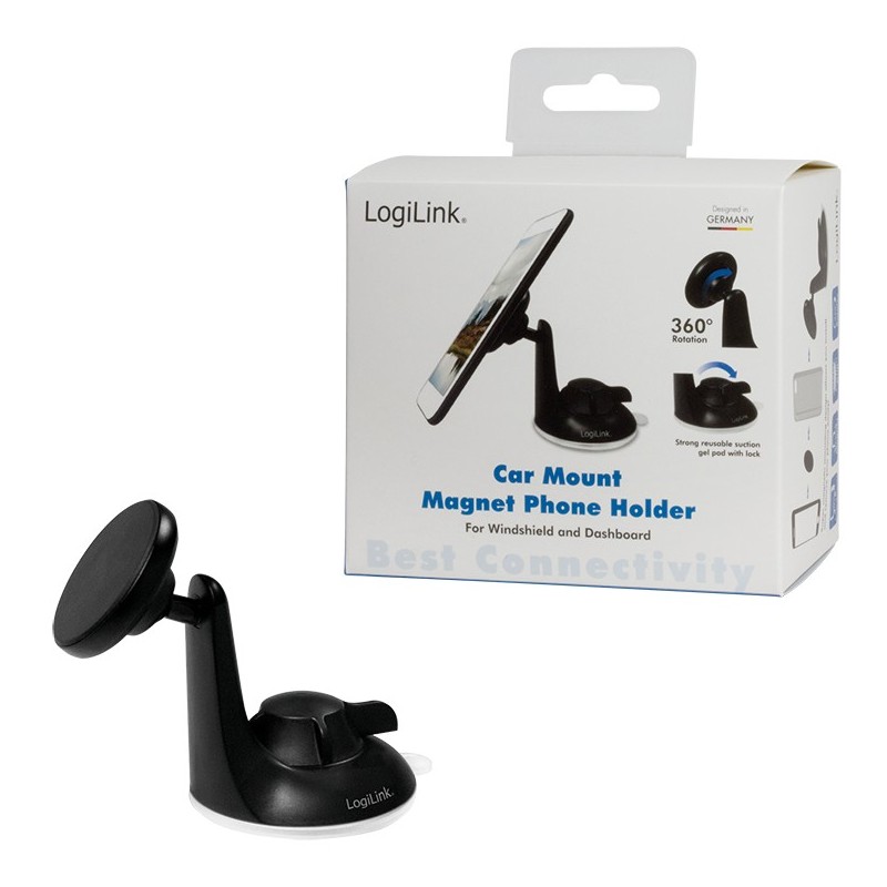 Logilink Magnetic Smartphone Holder - Compact Magnetic Car Mount (Black) — Buy in Cyprus with Fast Delivery
