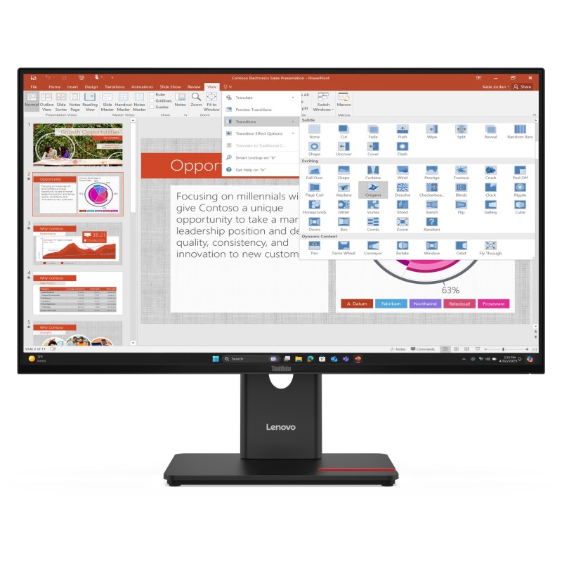 LENOVO ThinkVision T27-40 - T27-40 - 27 inch IPS FHD 1920x1080, 16:9, 300 cd/m², 1500:1, HDMI/DP/VGA/USB