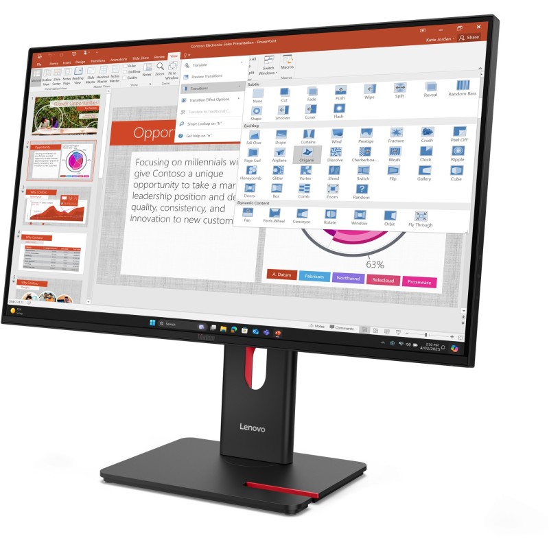 LENOVO ThinkVision T27-40 - T27-40 - 27 inch IPS FHD 1920x1080, 16:9, 300 cd/m², 1500:1, HDMI/DP/VGA/USB