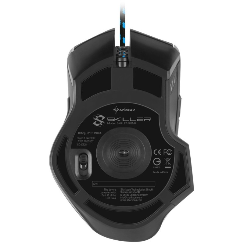 Sharkoon Skiller SGM1 Gaming Mouse - SGM1 - Wired, Ergonomic Right-Hand, 12 Programmable Buttons, Black