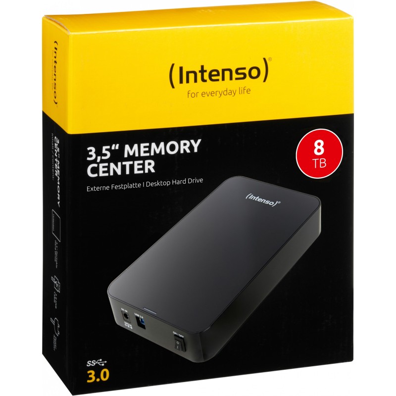 Intenso Memory Center 3.5in HDD 8TB USB 3.0 Black - External Desktop Drive — Buy in Cyprus with Fast Delivery
