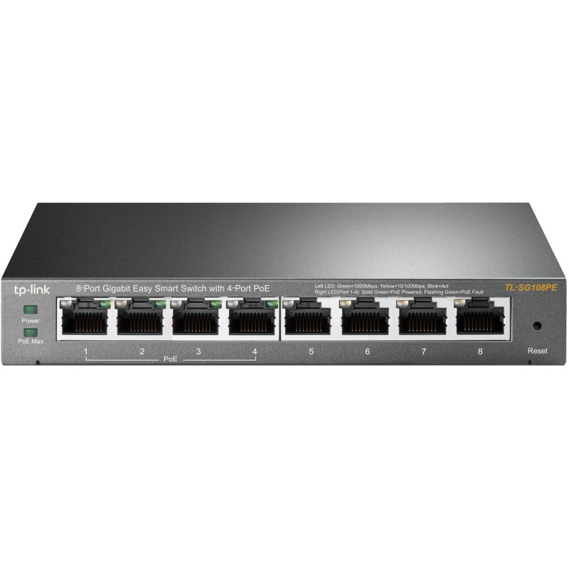 TP-Link TL-SG108PE 8-Port Gigabit PoE Switch - TL-SG108PE - Metal chassis, 4 PoE ports — Buy in Cyprus with Fast Delivery