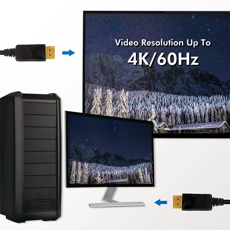 LogiLink DisplayPort 1.2 (ST-ST) 2m Cable - Black - 4K 60Hz — Buy in Cyprus with Fast Delivery