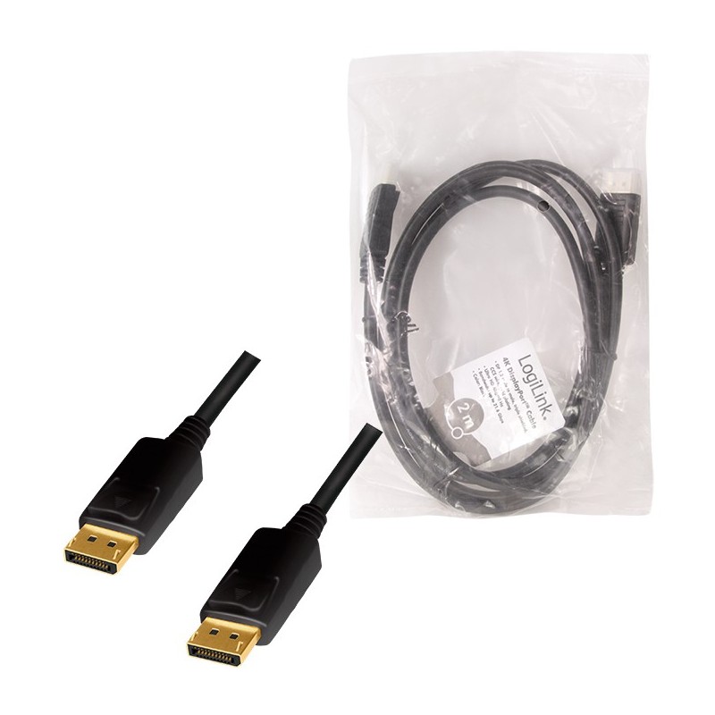 LogiLink DisplayPort 1.2 (ST-ST) 2m Cable - Black - 4K 60Hz — Buy in Cyprus with Fast Delivery