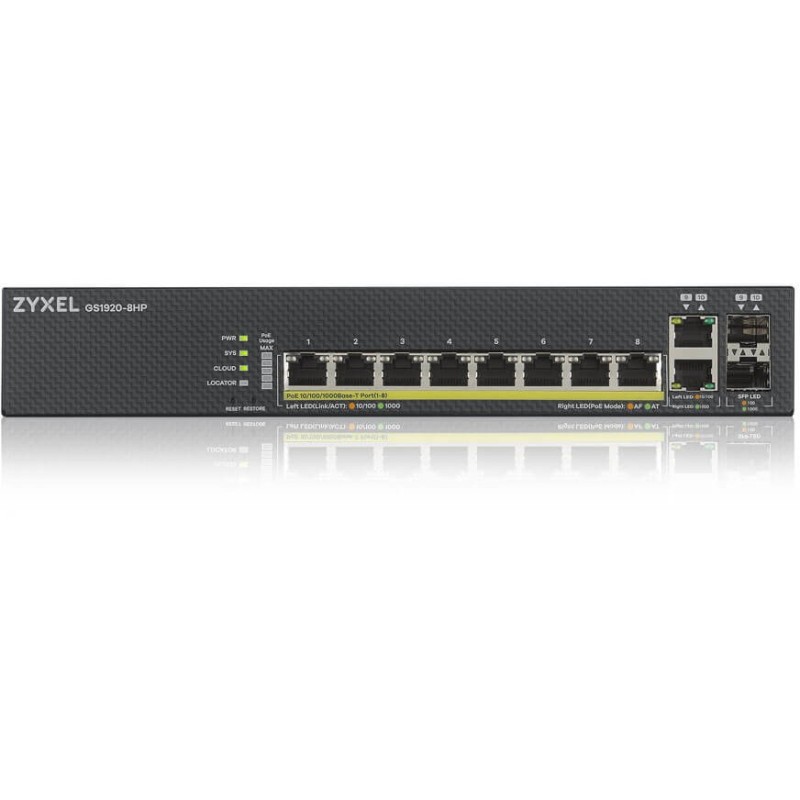 10P Zyxel GS1920-8HP POE M - GS1920-8HP - 8-Port Gigabit PoE Smart Web-managed Switch — Buy in Cyprus with Fast Delivery