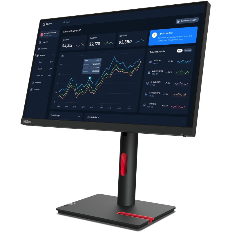 Lenovo ThinkVision Monitor - T22i-30 - (21.5-inch, FHD IPS, 60Hz, 4ms, Pivot, HDMI/DP/USB, Black)