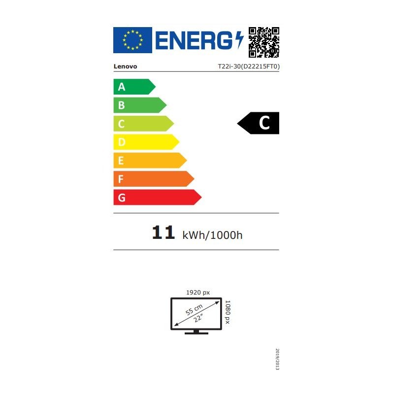 Lenovo ThinkVision Monitor - T22i-30 - (21.5-inch, FHD IPS, 60Hz, 4ms, Pivot, HDMI/DP/USB, Black)