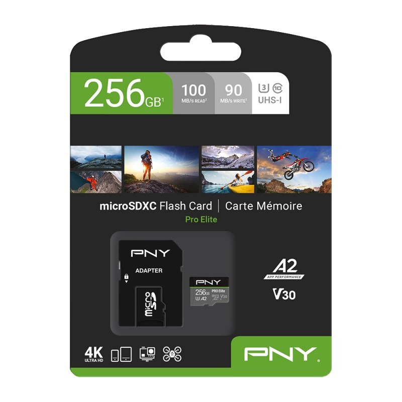 PNY Pro Elite MicroSDXC Card 256GB - U3, 100/90 MB/s — Buy in Cyprus with Fast Delivery