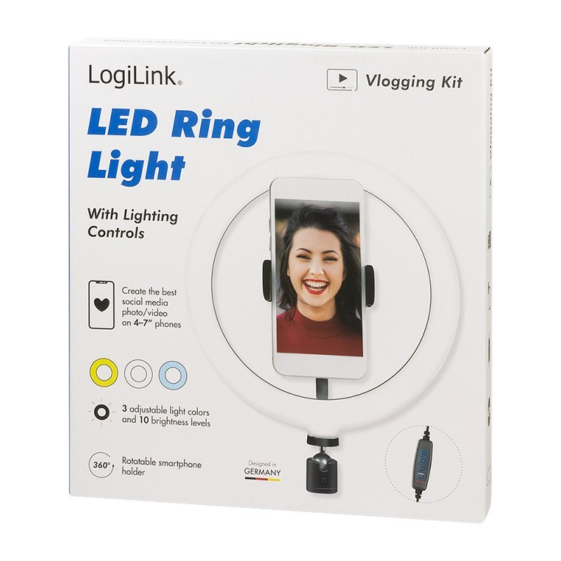 Logilink Smartphone Ring Light - Characteristics (20 cm diameter, 1.8 m USB cable) — Buy in Cyprus with Fast Delivery