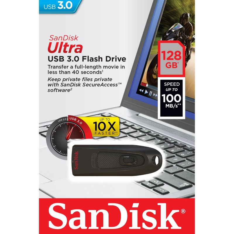 STICK 128GB USB 3.0 SanDisk Ultra black - Black, 128GB, USB-A — Buy in Cyprus with Fast Delivery