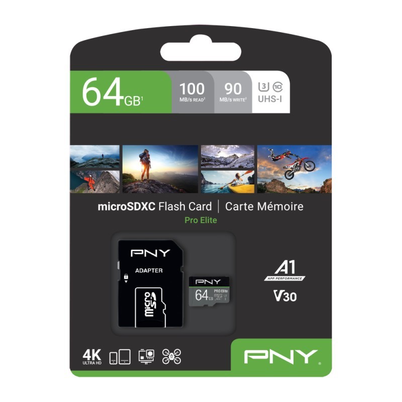 CARD 64GB PNY PRO Elite MicroXC 100MB/s - PNY PRO Elite MicroXC - microSD card with adapter — Buy in Cyprus with Fast Delivery