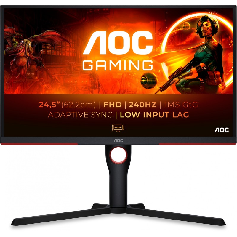 63.5cm 25-inch AOC Gaming G3 - 25G3ZM - FHD (1920x1080), 240Hz, 0.5ms, HDMI & DP, Black/Red — Buy in Cyprus with Fast Delivery