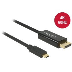 DeLock DisplayPort 1.2 to USB-C Adapter Cable - 2m - 4K 60Hz - Black — Buy in Cyprus with Fast Delivery