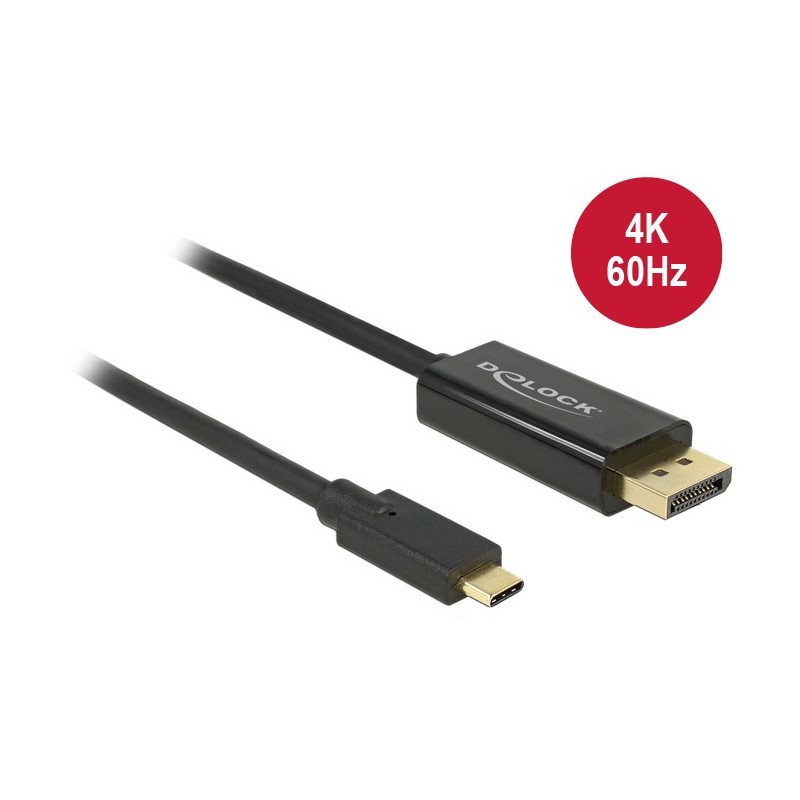DeLock DisplayPort 1.2 to USB-C Adapter Cable - 2m - 4K 60Hz - Black — Buy in Cyprus with Fast Delivery