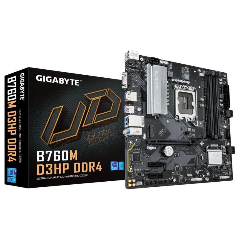 GIGABYTE GA-B760M D3HP - LGA1700 Micro-ATX Motherboard, Intel B760, DDR5, 4x DIMM, Up to 256GB