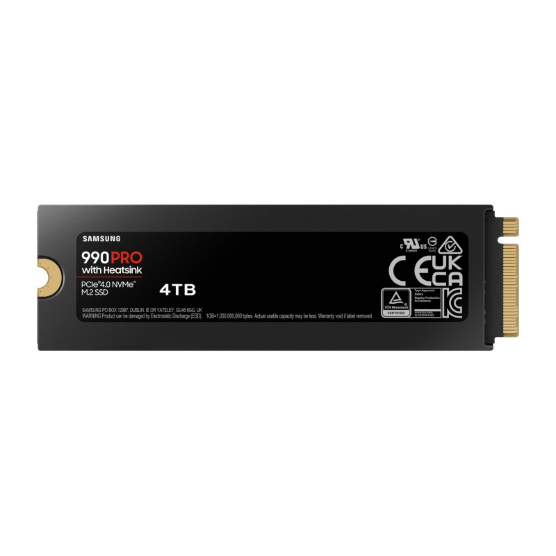Samsung 990 PRO 4TB M.2 2280 NVMe SSD with Heatsink - PCIe 4.0 x4 7450 MB/s - MZ-V9P4T0CW (Boxed)