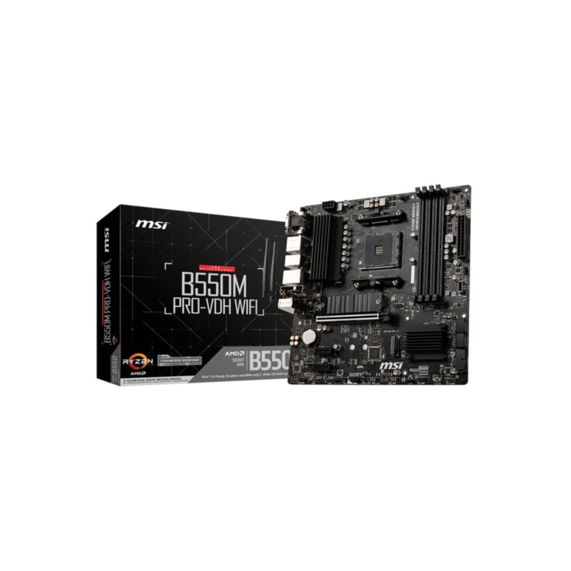 MSI B550M PRO-VDH WIFI - B550M PRO-VDH - Micro-ATX AM4 DDR4 Motherboard, 128GB Max, Wi‑Fi 5, Gigabit LAN, 7.1 Audio, Black